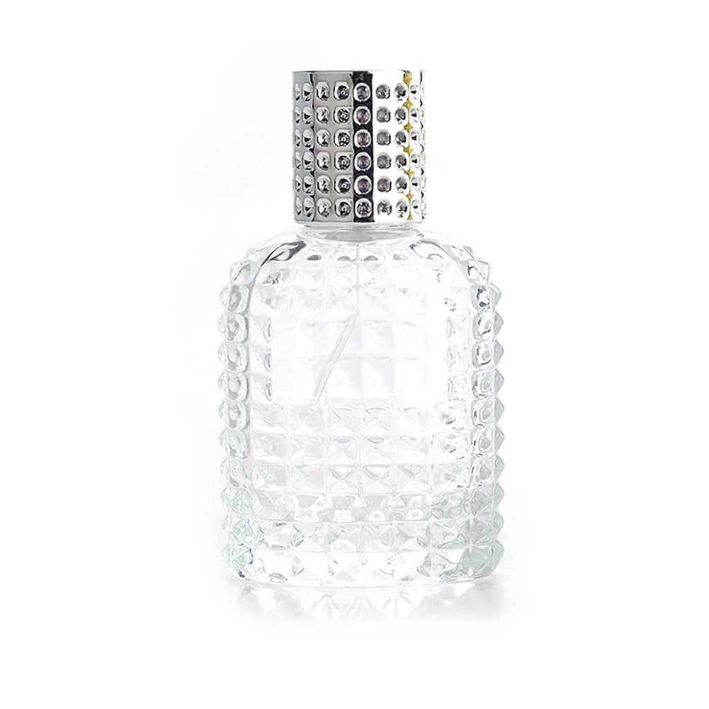 Enslz Perfume Fragancia Colonia Atomizador Vacía Botella de Vidrio Recargable Fina Spray Plata 50ml