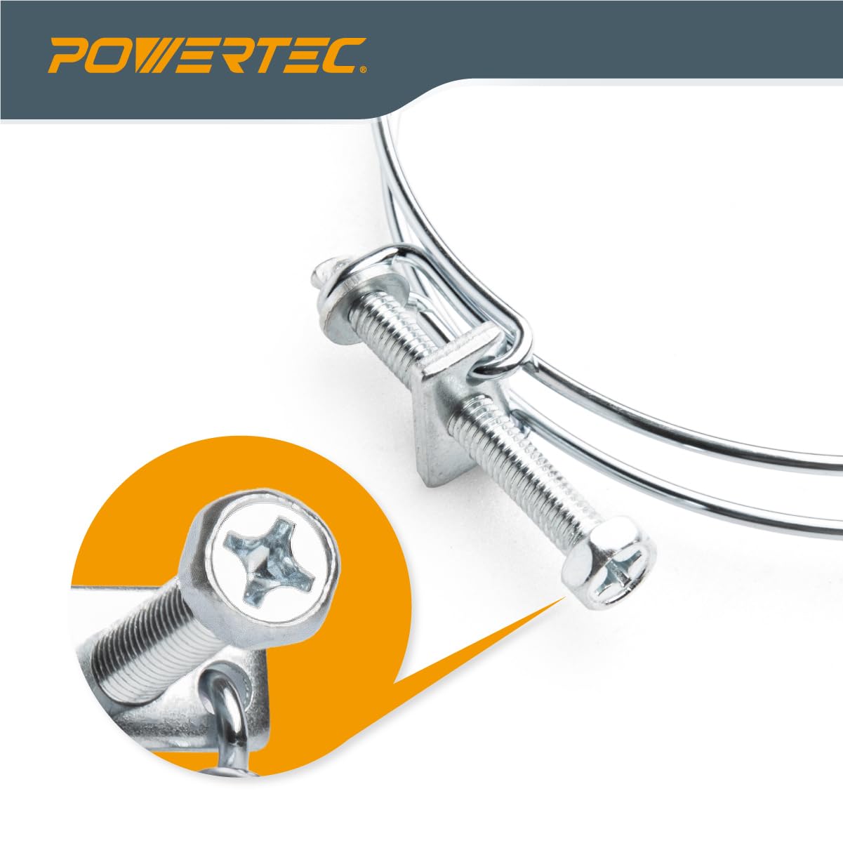 Abrazadera de Manguera Powertec de 4 Pulgadas, Paquete de 5