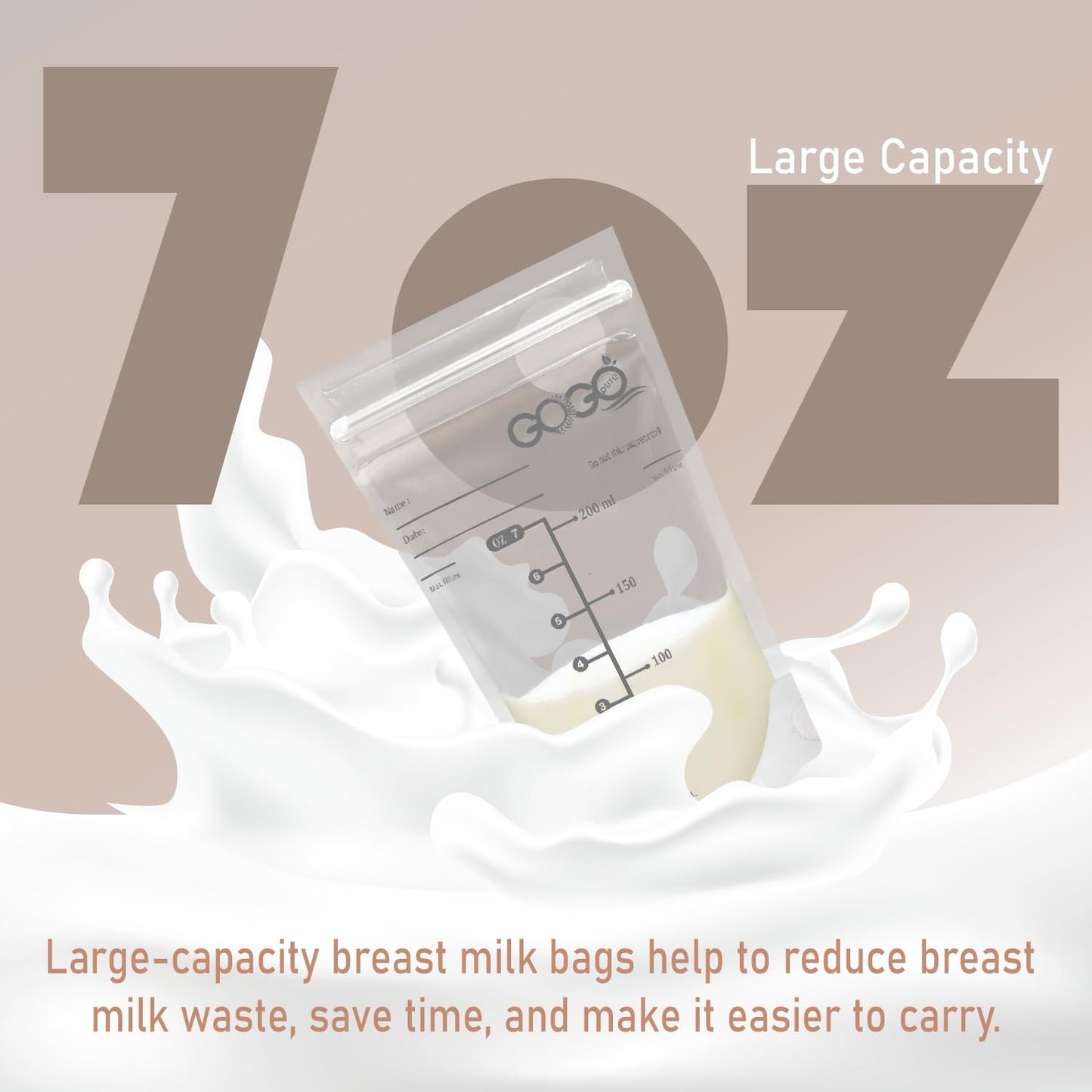 Bolsas de Almacenamiento de Leche Materna Preesterilizadas Gamma Ray sin BPA a Prueba de Fugas de 7 Onzas Paquete de 4 Unidades