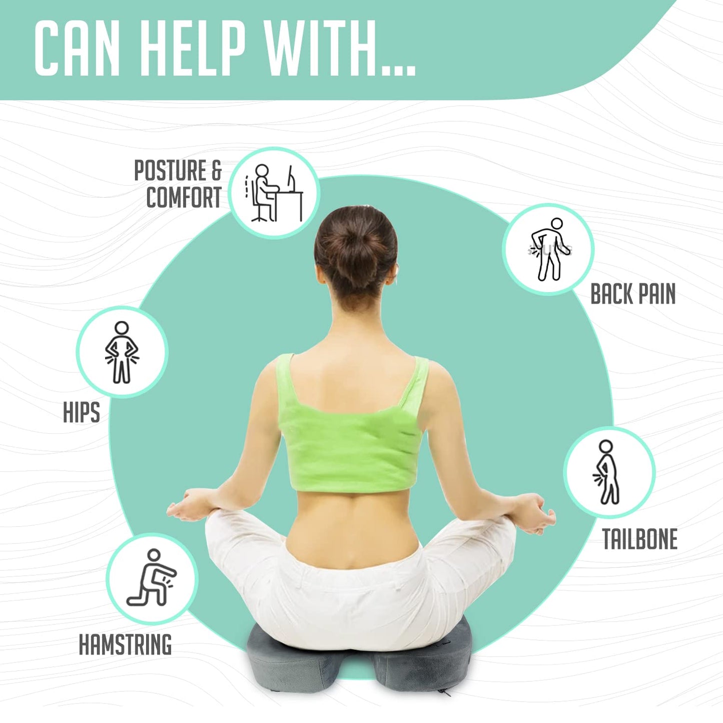 Cushy Tushy - Cojín de Asiento de Viaje Plegable de Alta Calidad para aliviar el Dolor de Espalda Baja, ciático, glúteos y coxis, para Uso en el hogar y la Oficina, Perfecto para Viajar o Conducir,