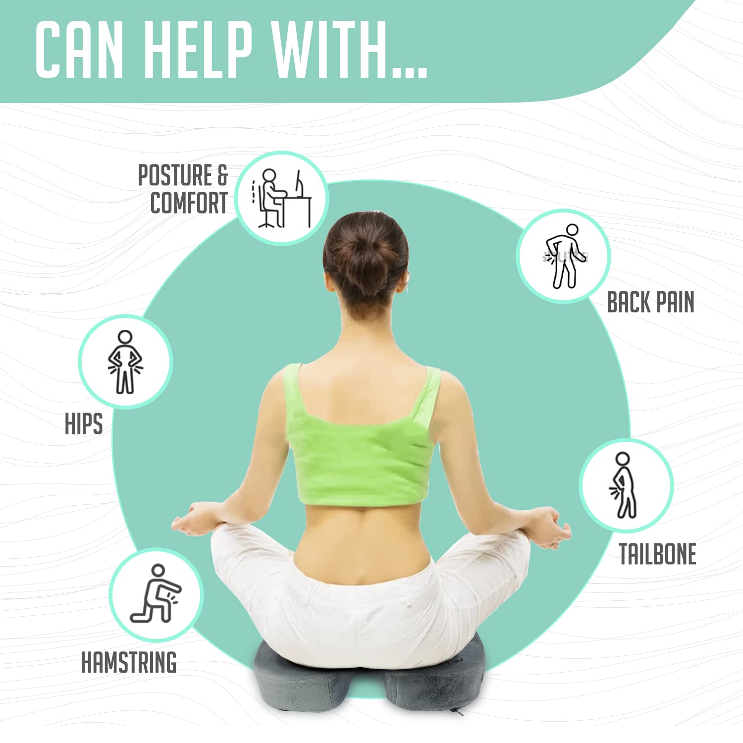 Cushy Tushy - Cojín de Asiento de Viaje Plegable de Alta Calidad para aliviar el Dolor de Espalda Baja, ciático, glúteos y coxis, para Uso en el hogar y la Oficina, Perfecto para Viajar o Conducir,