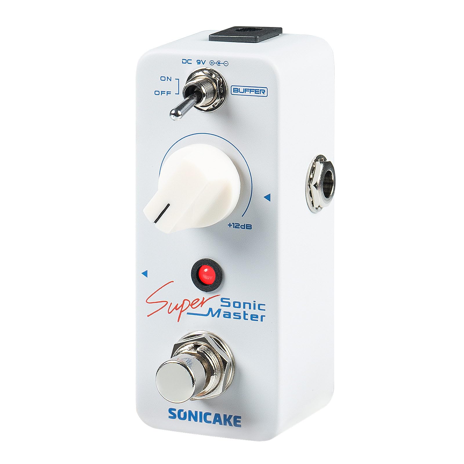 Pedal de Efectos SONICAKE Sonic Super Master Clean Boost con Ganancia de +12 dB para Guitarra y Bajo