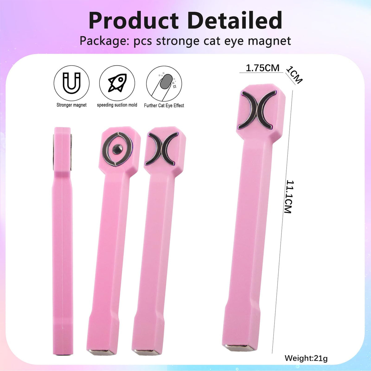Herramienta de imán para uñas 3 en 1, bolígrafos magnéticos para uñas mejorados, imán multifunción 3D para esmalte de uñas en gel con efecto ojo de gato, para salón, estudio o hogar (HJ NAT253 rosa,