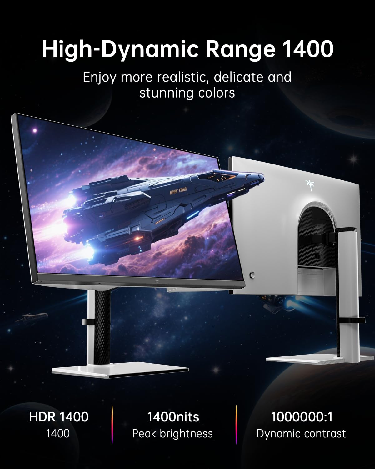 KTC Monitor Mini LED de 27 Pulgadas de Doble Modo - 4K UHD a 160Hz y 65W Monitor de 1080P FHD a 320Hz para Juegos, Puerto Type-C, Panel IPS Rápido HDR1400, Sincronización Adaptativa, HDMI 2.1 y DP 1.4