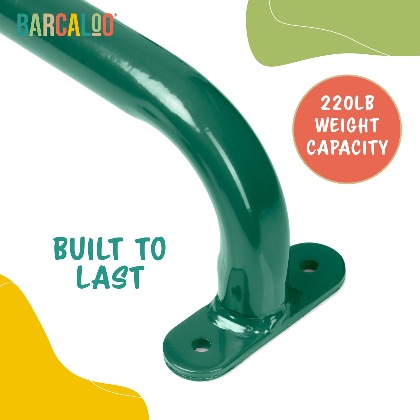 Accesorios para patio de recreo de 17 pulgadas, asas de seguridad de metal, barras largas de agarre verde para escalera de juego, gimnasio de la selva, barras de overol, juego de columpios y más