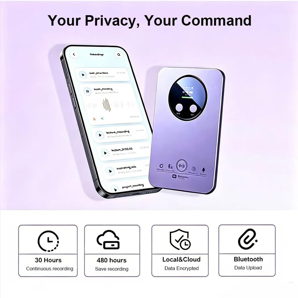 Grabadora de Voz Digital AI 64 GB con Transcripción y Traducción en Múltiples Idiomas