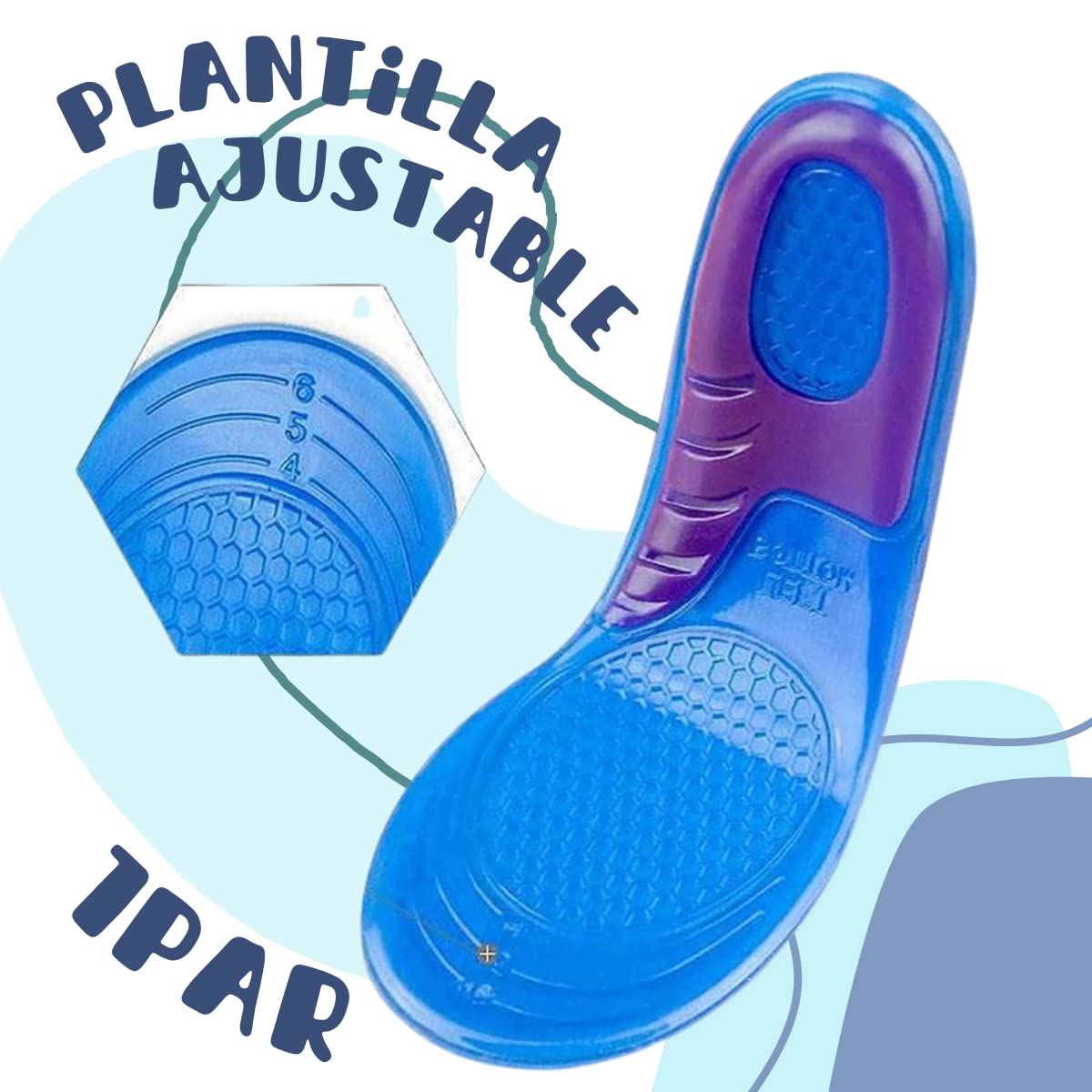 Plantilla Ortopédica Gel Confort Ultra Anti Fatiga VERALY.MX Azul Transpirable Unisex