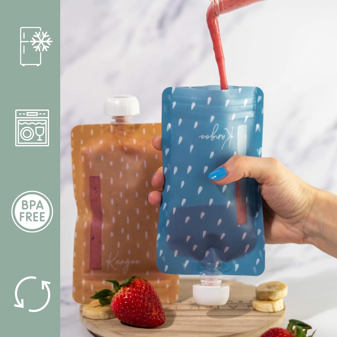 Bolsas reutilizables para alimentos para bebés – Bolsas de almacenamiento de alimentos para niños pequeños y niños – Puré de manzana, batidos, yogur y puré – Bolsa de compresión sin BPA Lot de 6