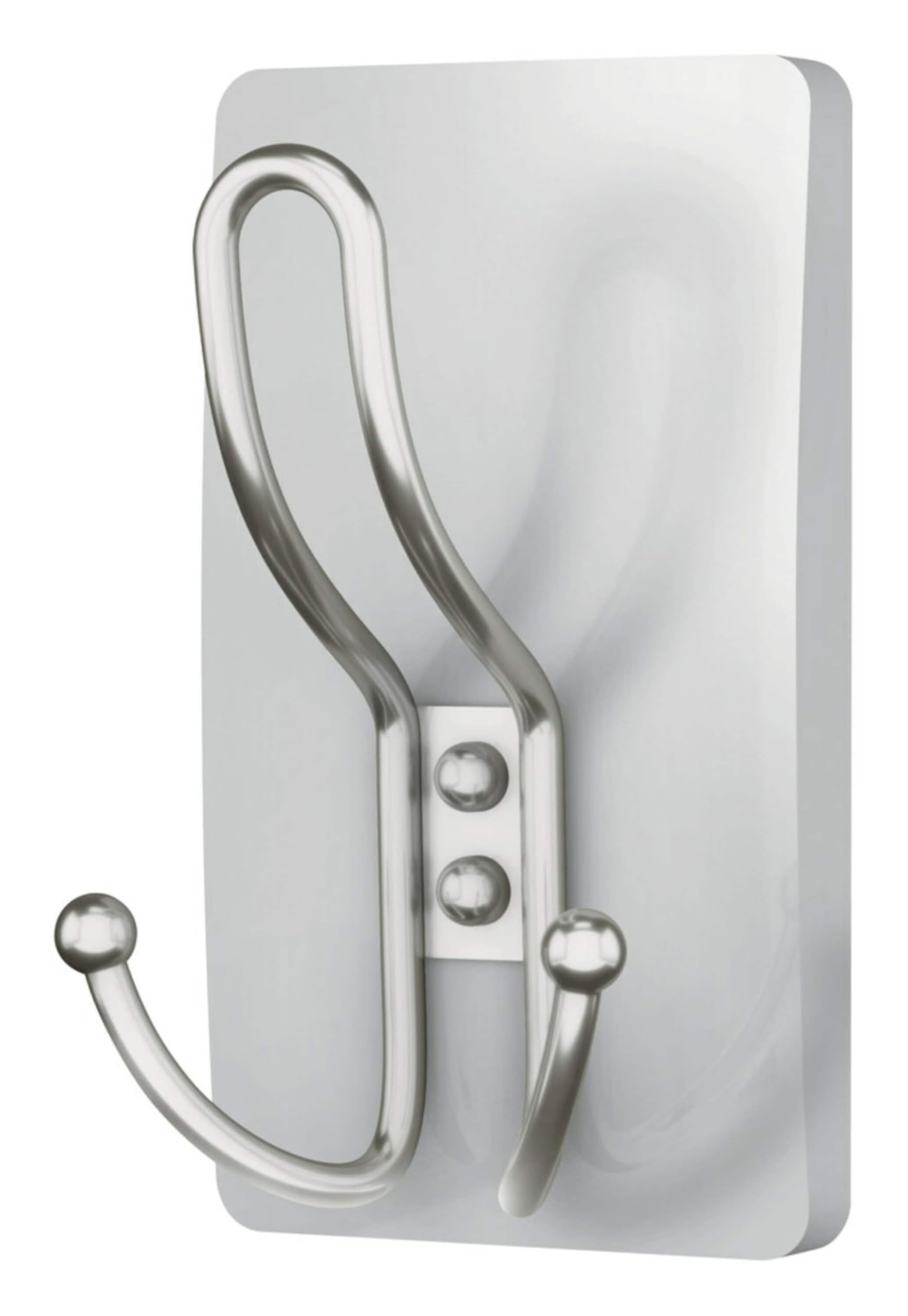 Command - Gancho Triple de níquel Satinado XL, 1 Gancho, 3 Tiras, Ganchos de Pared para Colgar sin daños con Tiras Adhesivas, Ganchos de Pared sin Herramientas para Colgar Decoraciones en Espacios