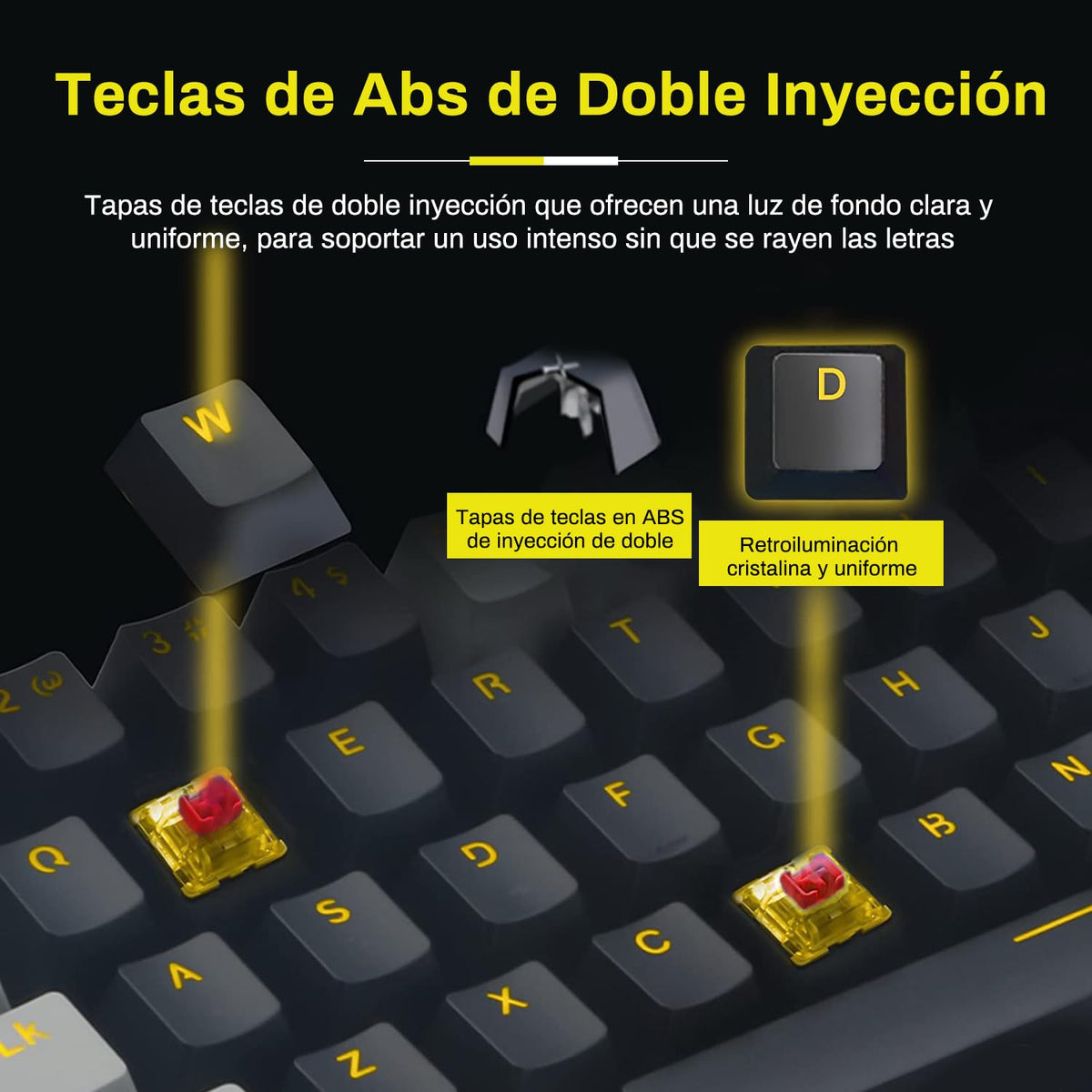 Teclado Mecánico TERPORT Z11 Amarillo Compacto 60% Gaming Alámbrico Anti-Ghosting