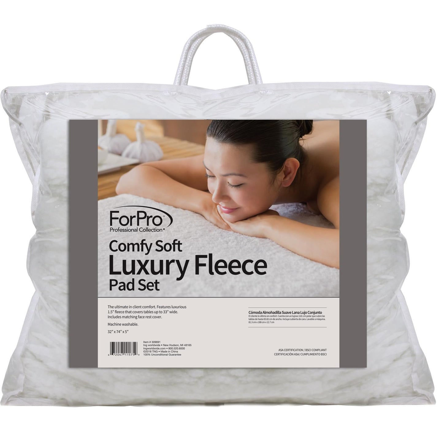 ForPro - Juego de almohadillas de masaje de forro polar suave y lujoso, extra suave, hipoalergénico, para mesas de masaje, incluye almohadilla de mesa de masaje y funda para reposabrazos, natural, 33 pulgadas de ancho x 74 pulgadas de largo x 5 pulgadas d
