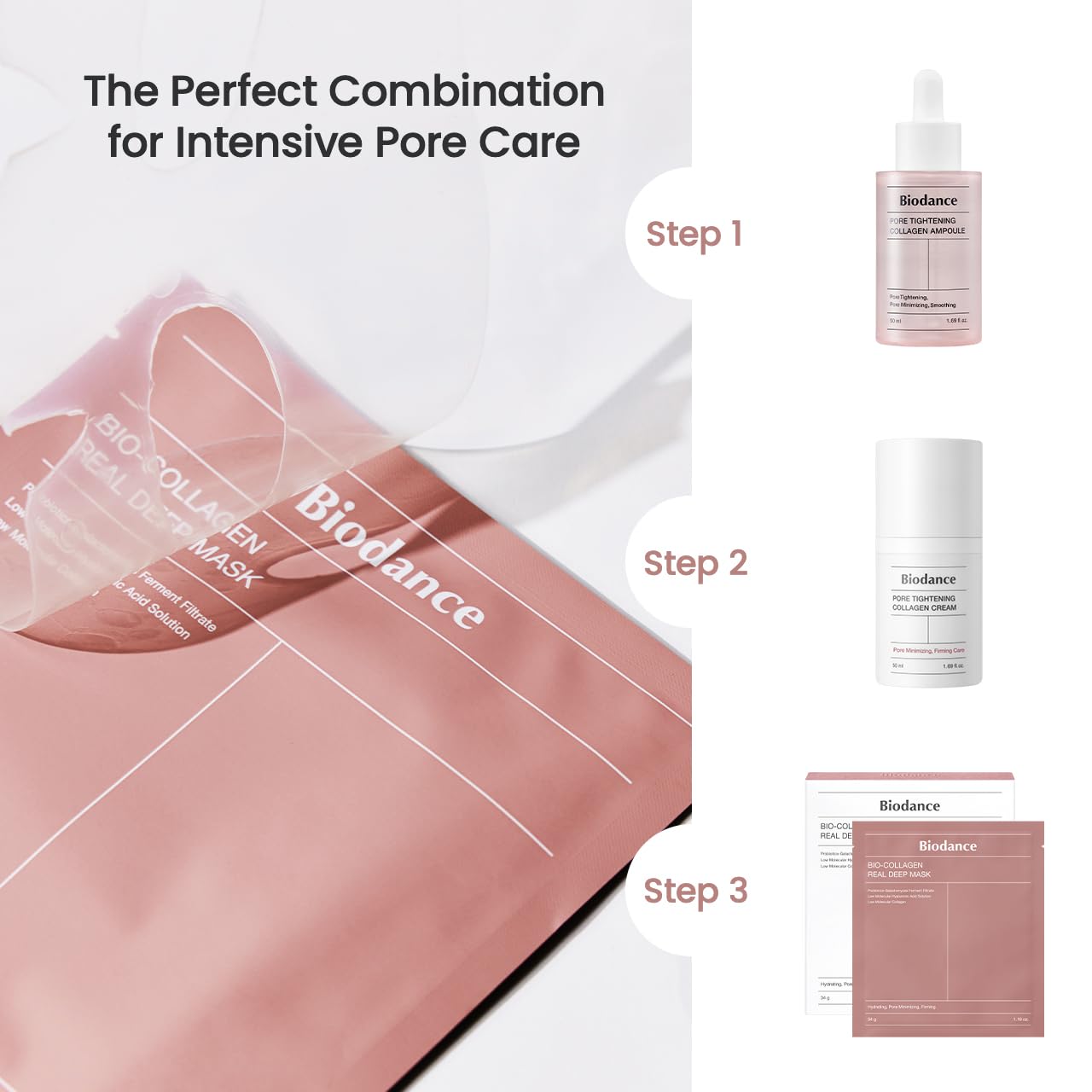 BIODANCE Bio-Collagen Real Deep Mask, Overnight Mask, Pore Eraser Mask, Hydrogel Mask Sheet, Pore Tightening, Hydrating, Low Molecular Collagen Face Mask | 34g x4ea