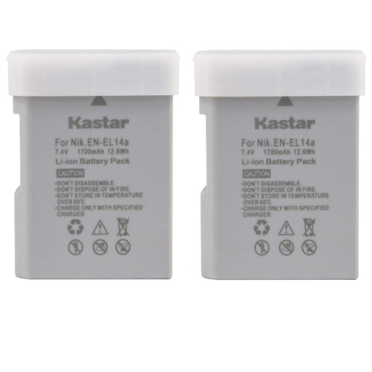 Kastar - Batería para EN-EL14a, EN-EL14, ENEL14A, ENEL14 EL14 y Coolpix P7000 P7100 P7700 P7800, D3100, D3200, D3300, D3400, D5100 D52000 , D5300 DSLR, Df DSLR, D5600 Cámara