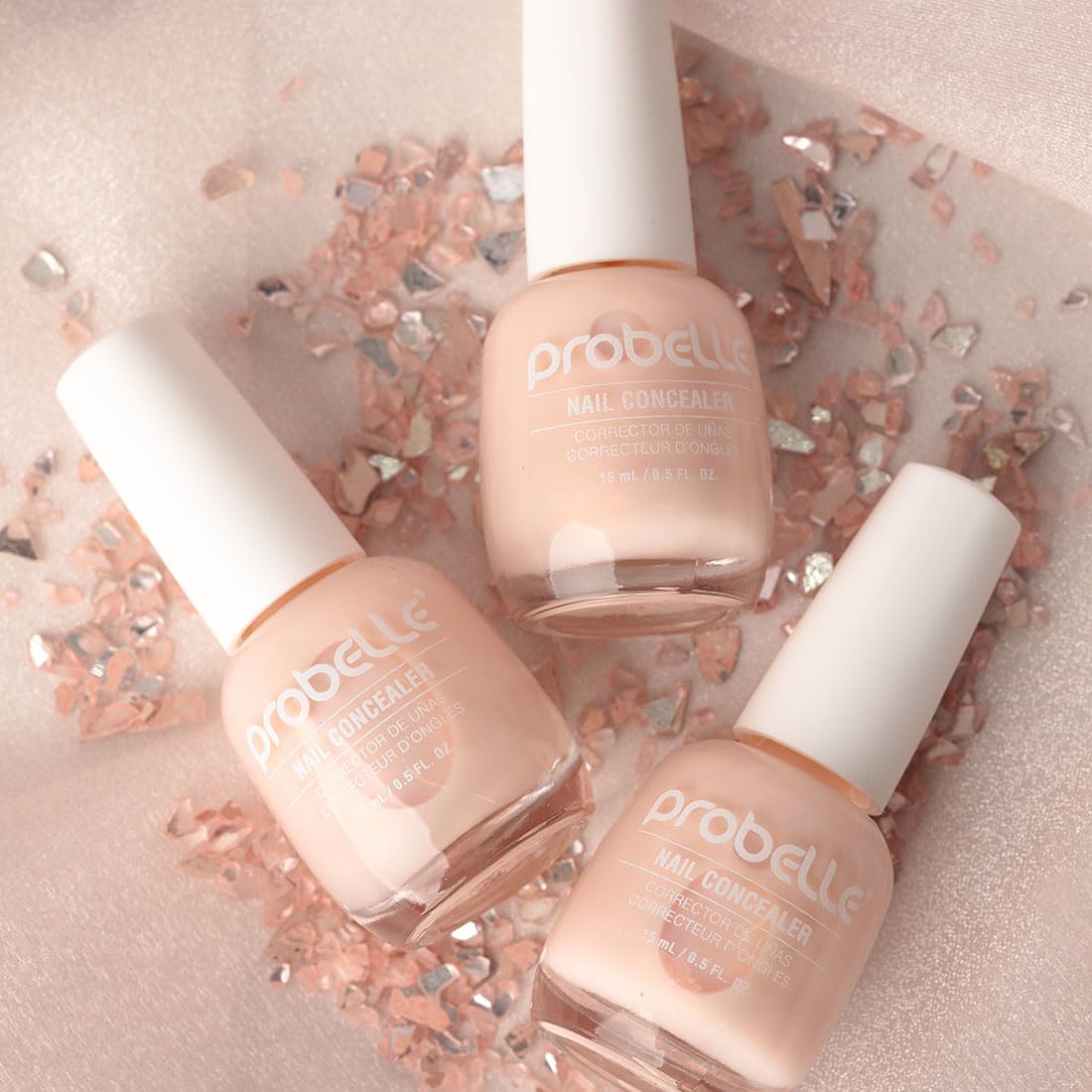Probelle Illuminating Nail Concealer, Sheer Long Lasting Brightening Nail Polish for yellowing discolored nails, perfect finish for damaged nails with imperfections, Vegan, Gluten Free, Peach Pearl
