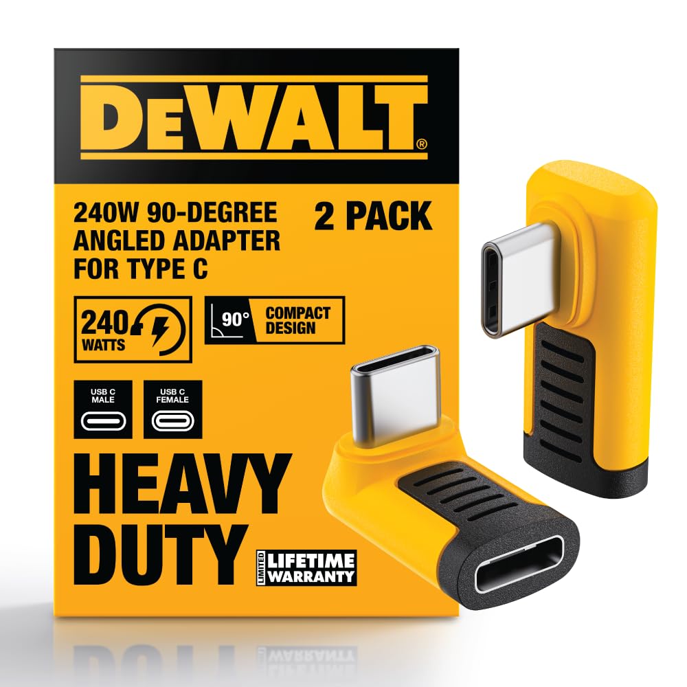 Adaptador USB-C DEWALT 90 Grados Resistente para Obras
