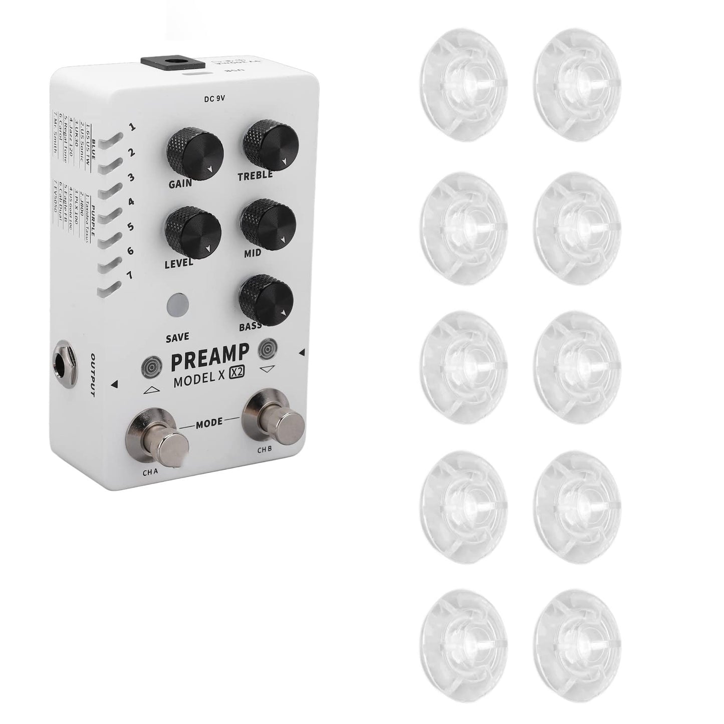 Pedal Toppers Universal transparente interruptor de pie cubierta de uñas plástico 10 Uds de moda para músicos para Pedal de efecto de guitarra