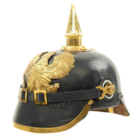 Casco Medieval Replicas Imperial Alemán Negro Piel y Latón Para Oficiales