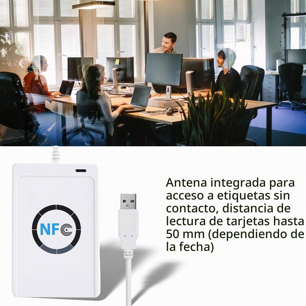 Lector Grabador NFC RFID Wytino Negro ACR122U ISO 14443A B con Software