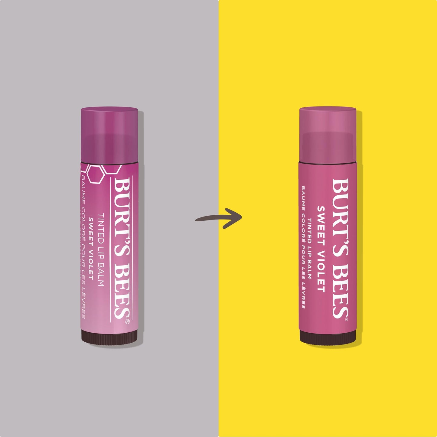 Burt's Bees 100% Natural Tinted Lip Balm, Sweet Violet with Shea Butter & Botanical Waxes - 2 Pack