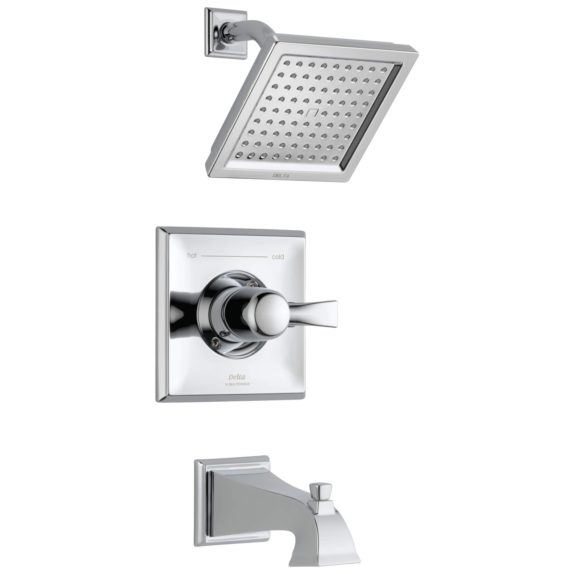 Delta Faucet Dryden 14 Series - Kit de molduras de bañera y ducha de una sola función con cabezal de ducha de limpieza táctil, cromo, flujo de agua de 2.0 GPM, T14451-WE (válvula no incluida)
