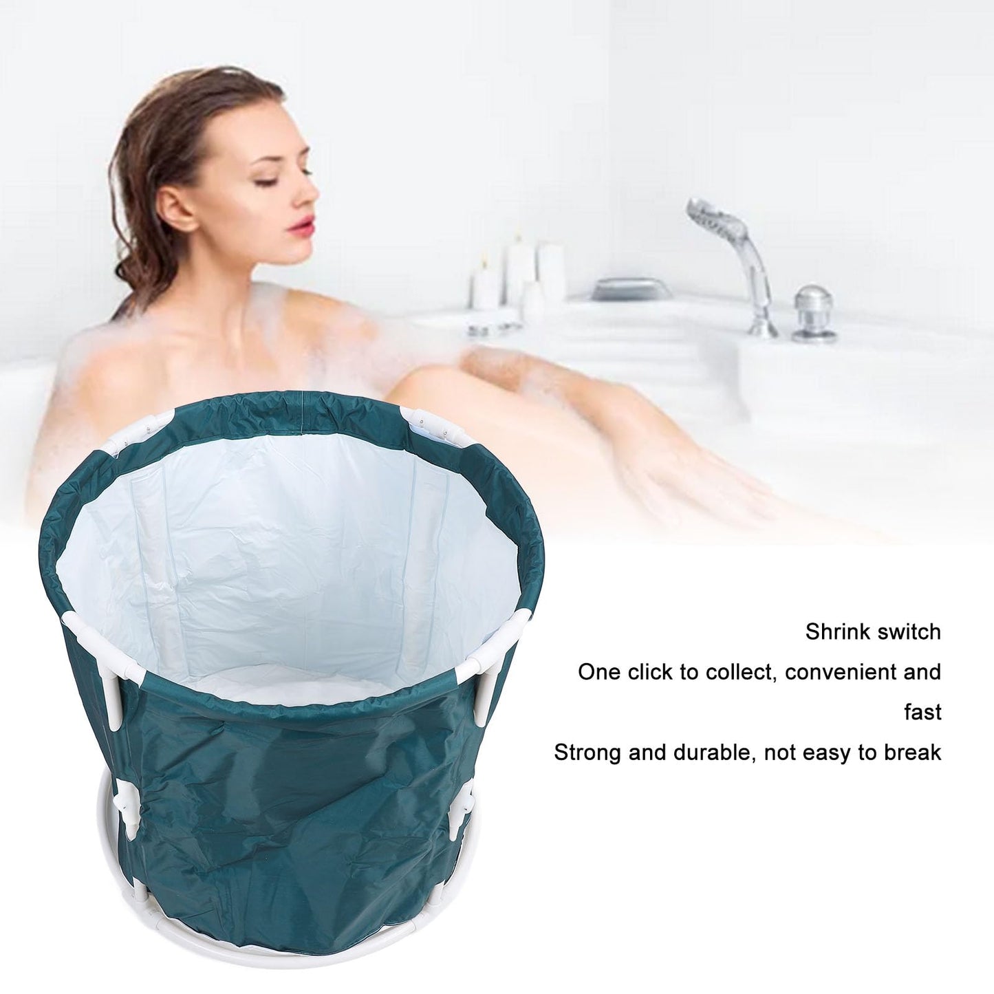 Bañera Plegable Portátil, Bañera Japonesa con Cojín, Bañera De SPA Plegable para Baño para Adultos, Niños Y Niñas, Baño De Hielo Caliente Al Aire Libre/Interior (Verde oscuro)