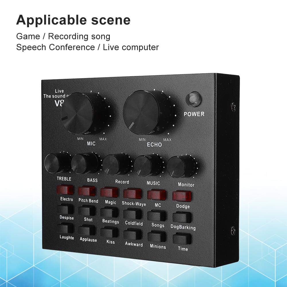 Tarjeta de Sonido V8 Mezclador de Audio portátil Volumen Ajustable