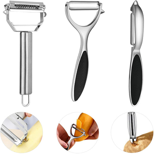 Pelador de Verduras y Papas MBLNBVN Acero Inoxidable Premium Reversible 3 en 1 para Cocina Casera