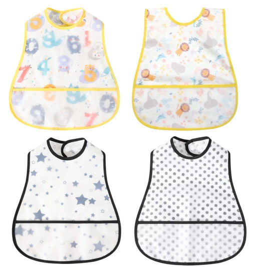 Babero Impermeable con Bolsillo Lavable para Bebé Niño y Niña 6 a 44 Meses