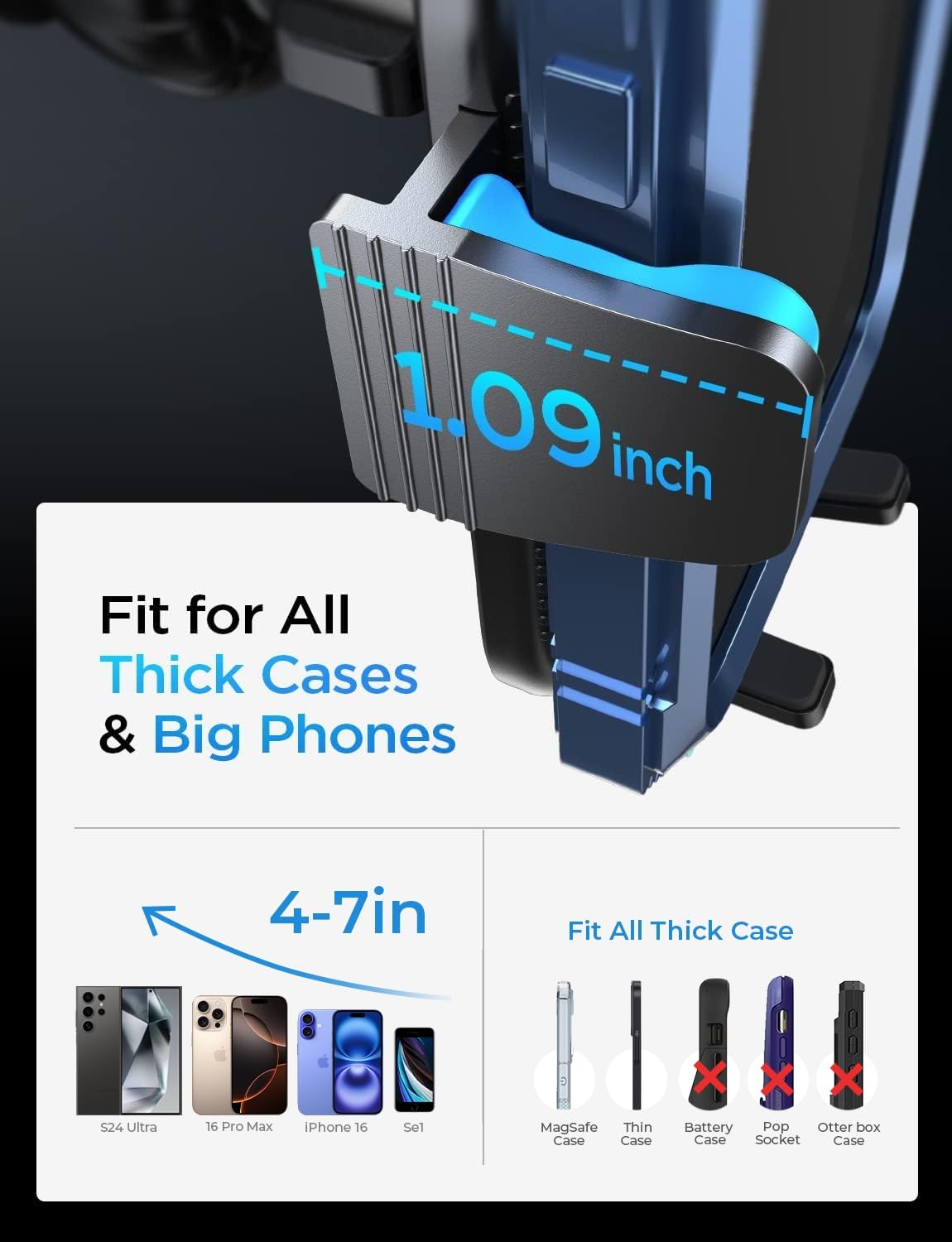 LISEN Soporte para Celular Automóvil, Porta Celular Auto Respiraderos, MultipropóSito Base Celular Auto, Accesorios Auto para iPhone 16/15/14/13 Pro MAX Plus, Galaxy s23 S22 Ultra, Xiaomi, Huawei