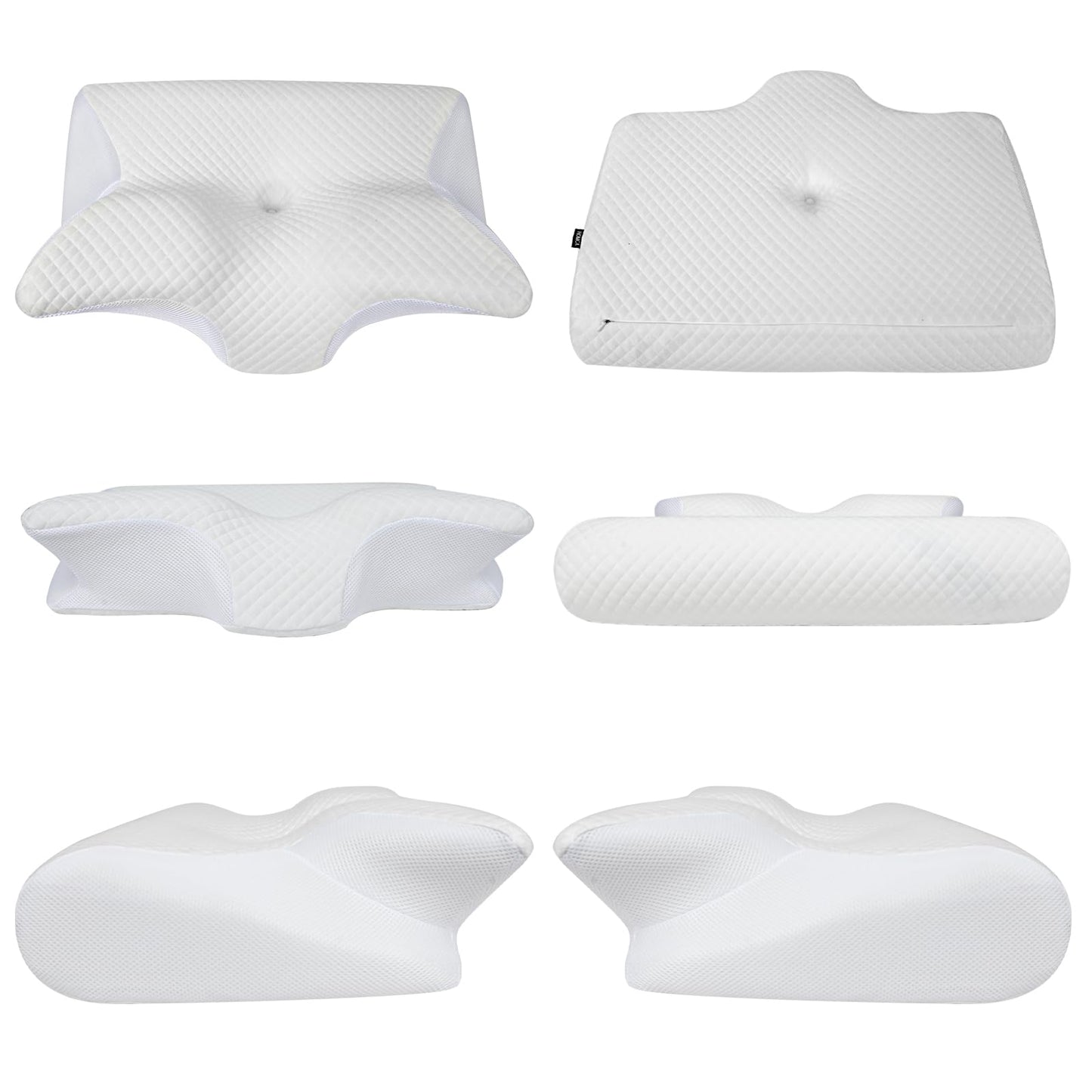 HOMCA Almohada Cervical de Espuma con Memoria, 2 en 1 Almohada Ortopédica de Contorno Ergonómico para el Dolor de Cuello, Almohadas de Soporte Contorneadas para Dormidores de Lado Espalda Estómago