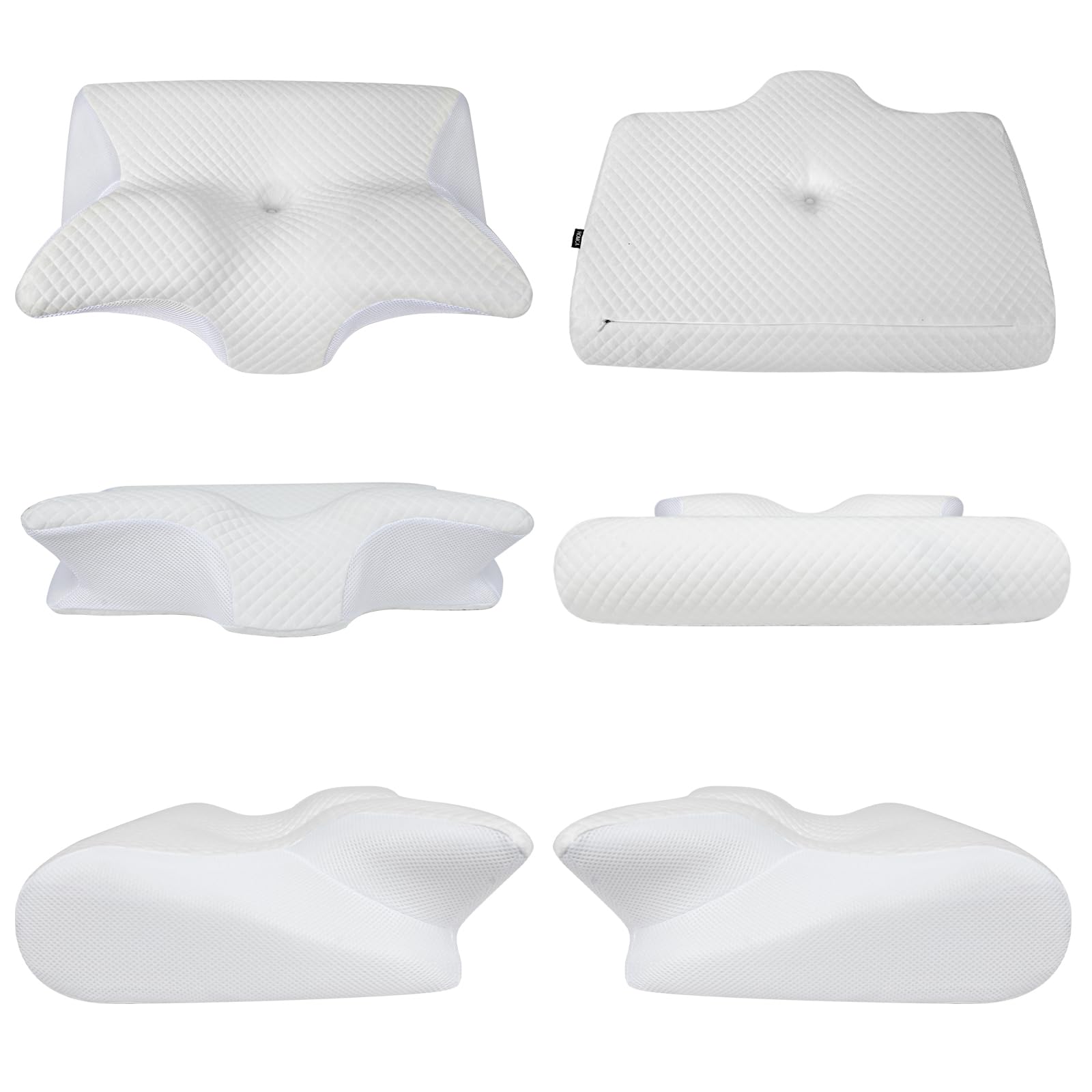 HOMCA Almohada Cervical de Espuma con Memoria, 2 en 1 Almohada Ortopédica de Contorno Ergonómico para el Dolor de Cuello, Almohadas de Soporte Contorneadas para Dormidores de Lado Espalda Estómago