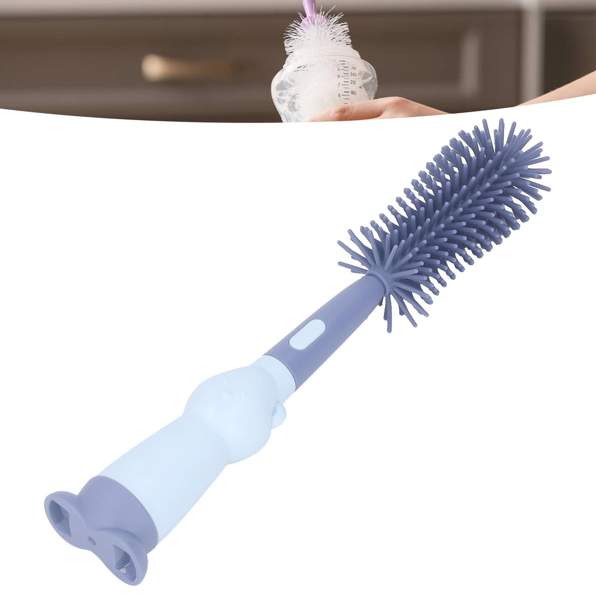 Limpiador de Escobillas para Biberones, Juego de Escobillas para Biberones para Niños Ampliamente Aplicable Limpiador de Pezones para Tetinas (Azul)