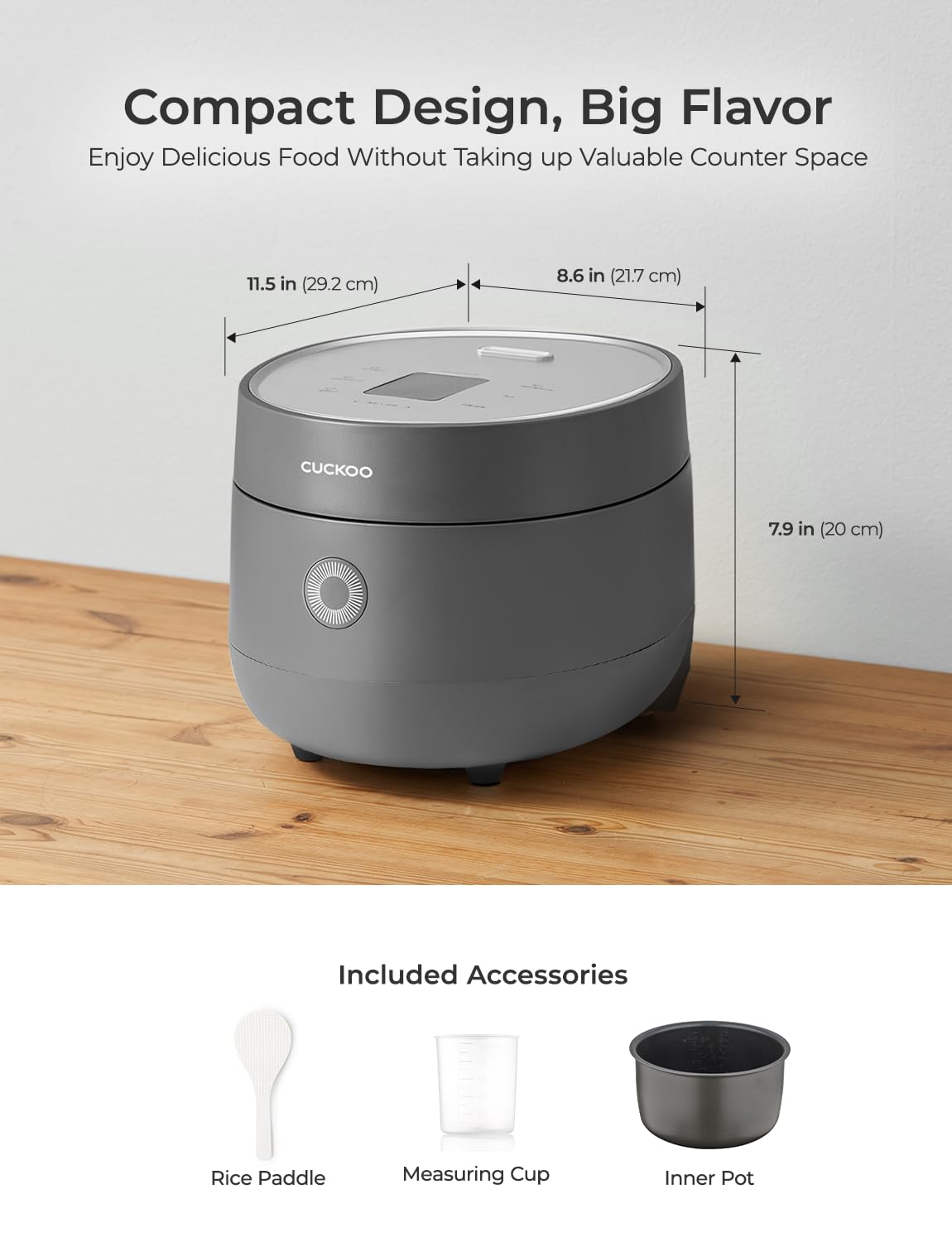 CUCKOO 3-Cup Micom Grey Rice Cooker CR-0375FG, Gris