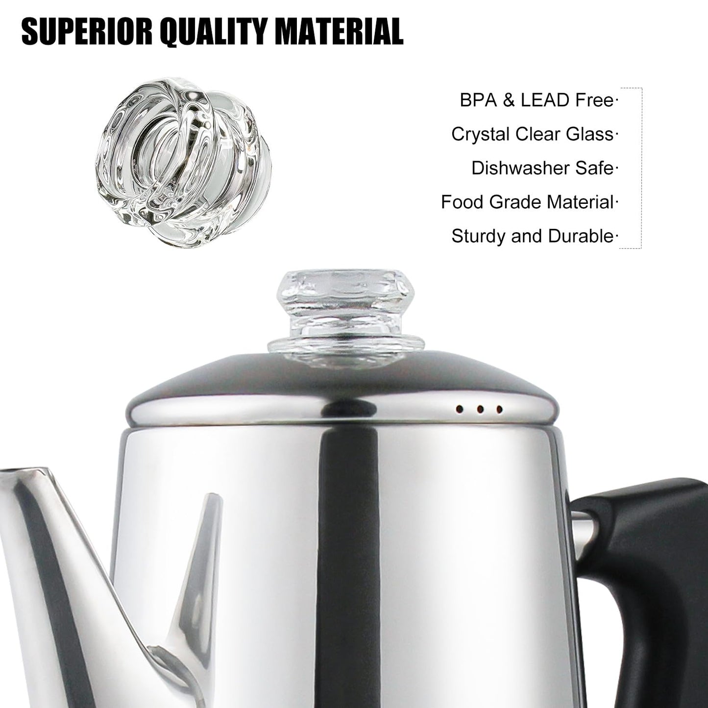 Percolador de Café APOXCON de Vidrio de Borosilicato Resistente al Calor 2 Unidades para Camping y Percolador Eléctrico