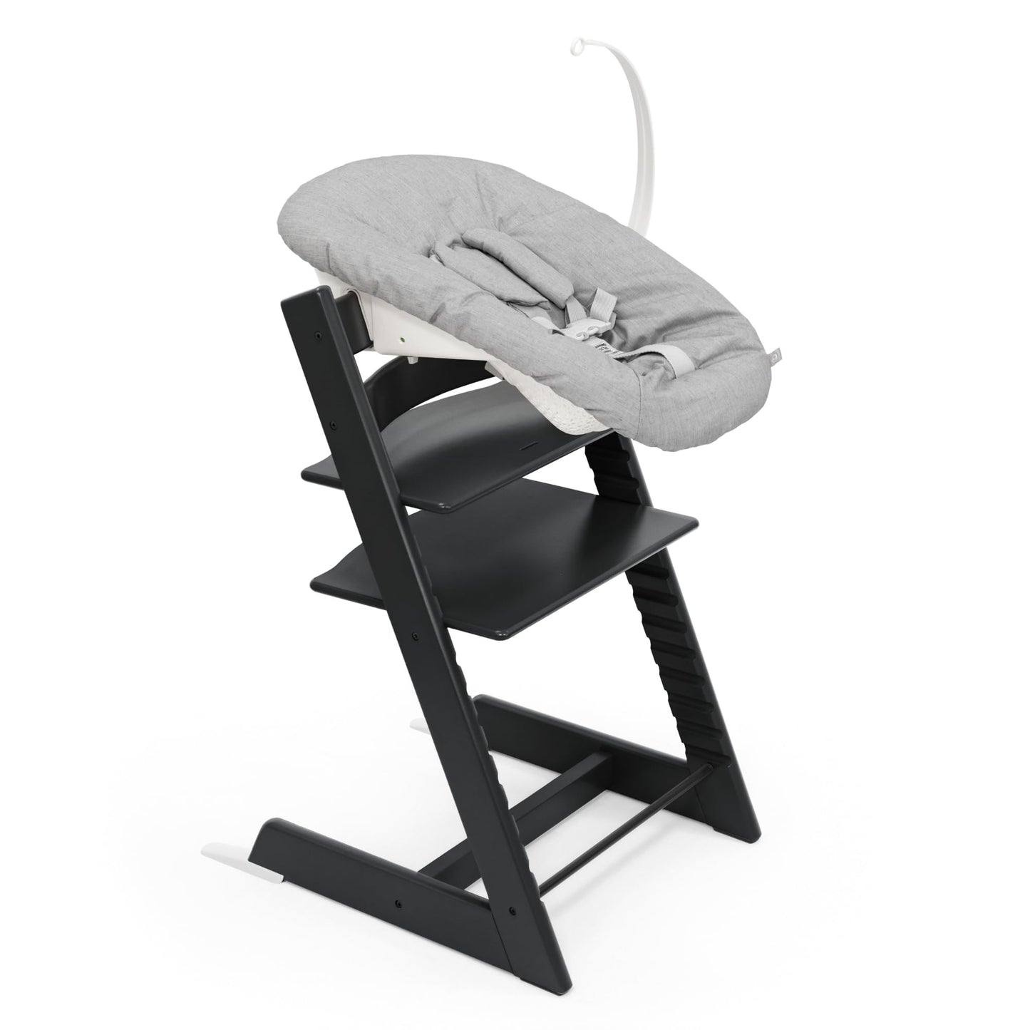 Silla Tripp Trapp de Stokke con Newborn Set (Gris) - Para recién nacidos hasta 9 kilos - Acogedor, seguro y fácil de usar (Black)