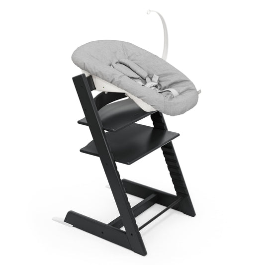 Silla Tripp Trapp de Stokke con Newborn Set (Gris) - Para recién nacidos hasta 9 kilos - Acogedor, seguro y fácil de usar (Black)