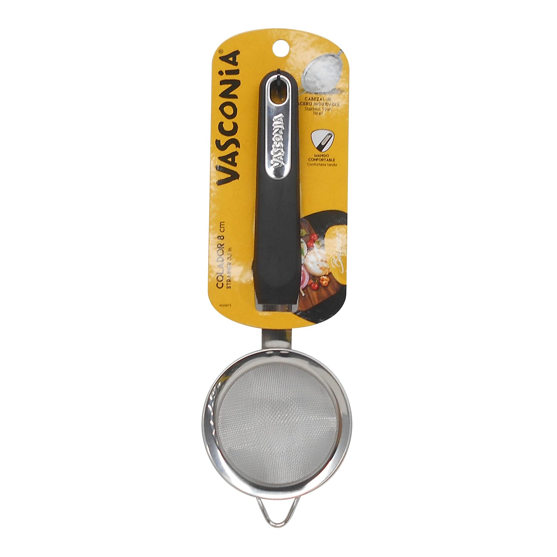 Colador Vasconia Acero Inoxidable con Mango en TPR e Inserto Metálico