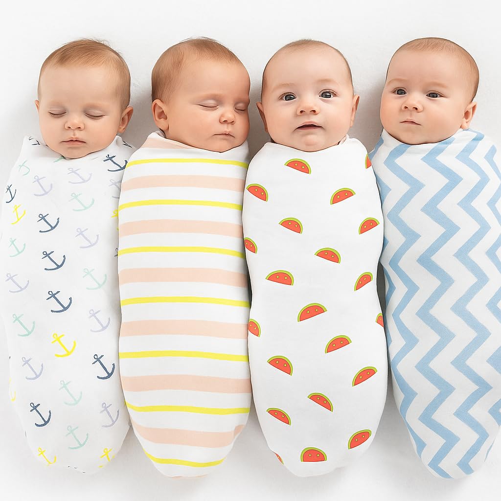 Mantas 100% muselina, mantas de bebé para recién nacido, mantas de recepción de bebé, unisex, suaves, cálidas y acogedoras, paquete de 4, tamaño 47 x 47 pulgadas, regalo para nuevas madres Trail