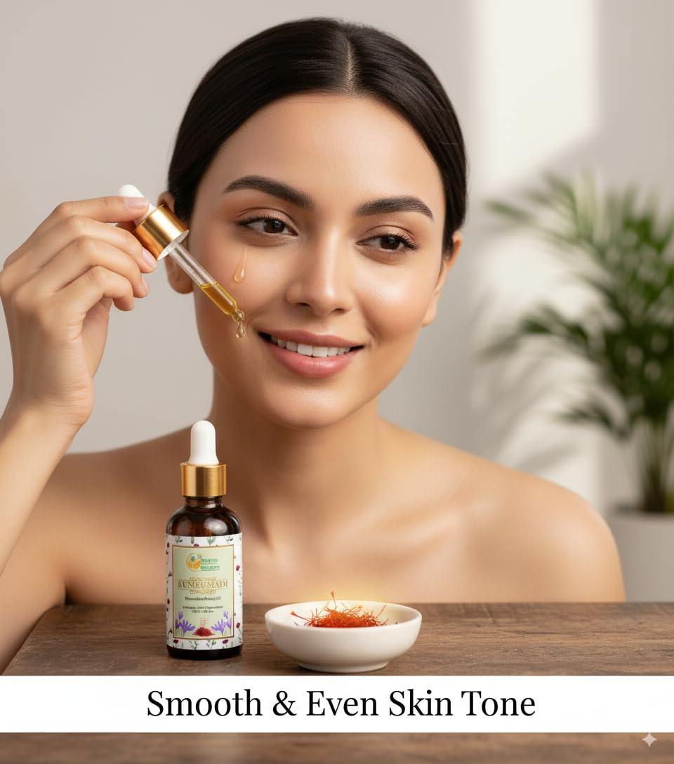 Herbs Botanica Kumkumadi Oil Pure Ayurveda Face Oil Anti Aging Face Serum with Saffron, Radiance Glow Serum Face Moisturizer 26 Herbs 30 Ml
