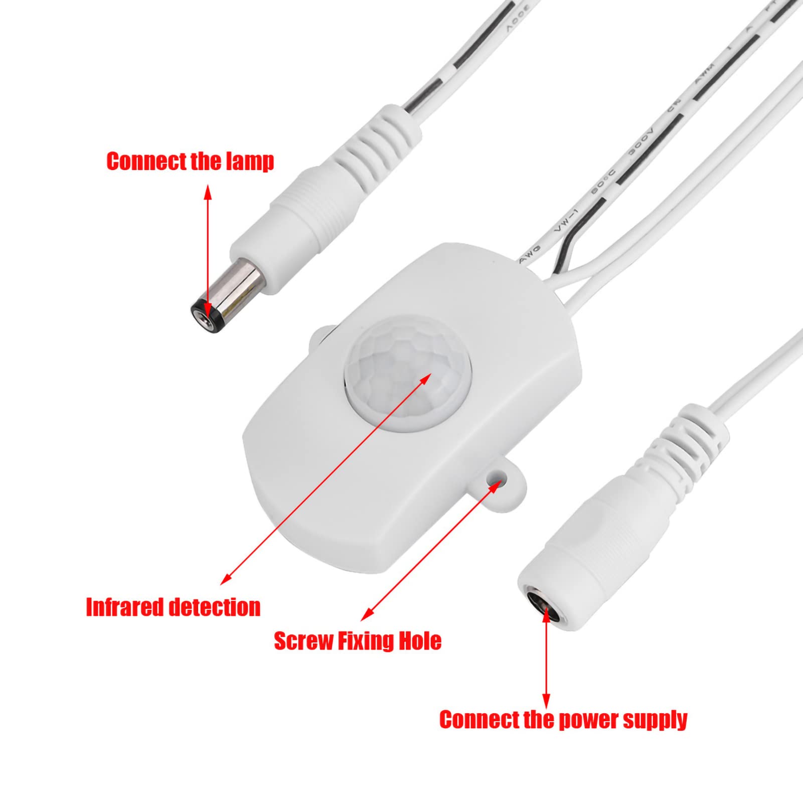 Interruptor Automático Sensor Infrarrojo Richer-R Mini 5A DC 6-24V Movimiento PIR con Rango de 120 Grados hasta 7 m para Iluminación Tira LED