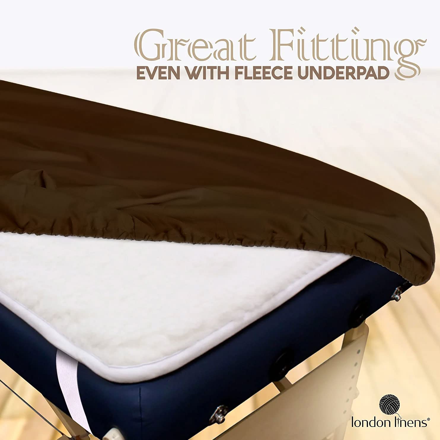 LONDON LINENS - Sábanas de microfibra suave de 3 piezas, superligeras, resistentes a las manchas y a las arrugas, incluye funda de mesa, sábana bajera ajustable y funda de reposacarros (Mocha)