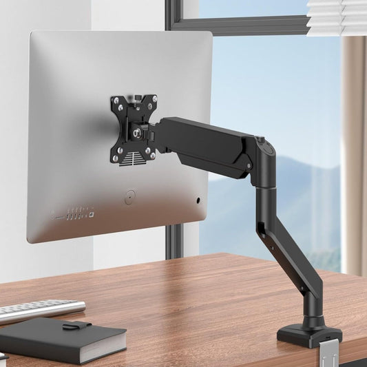 GILLAS Soporte para Monitor de hasta 32” Pulgadas, Brazo para Pantallas, Soporte Monitor Escritorio Inclinación Giratorio Rotar con Ajuste de Altura, Compatibilidad Universal
