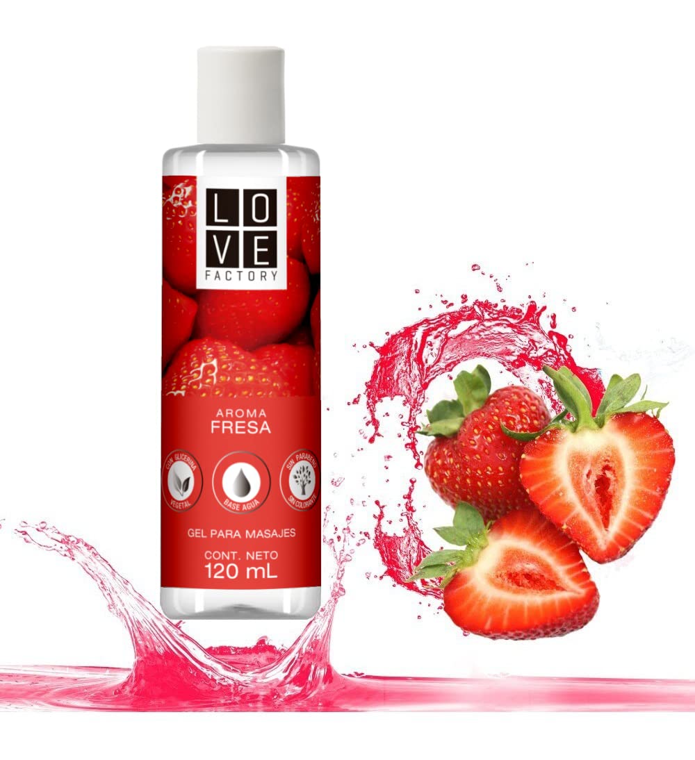 Gel para Masajes Intimos Lubricante Fresa Comestible Base Agua Love Factory 120 mL
