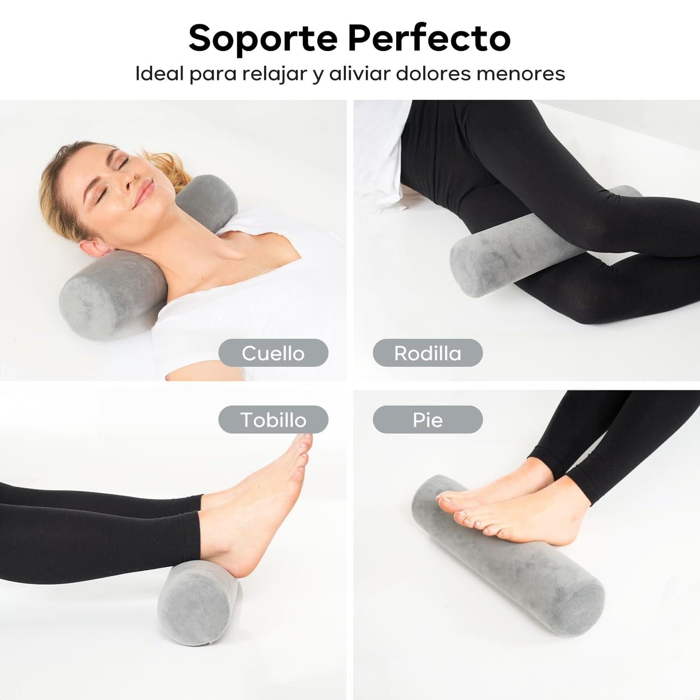 KAMYSEN Almohada Cuello Dormir, Almohada Cuello Espuma con Memoria Lavable, Alivio Dolor Cuello, Almohada Cilíndrica Multifuncional, Almohada Bolster para Cama, Piernas, Espalda y Yoga