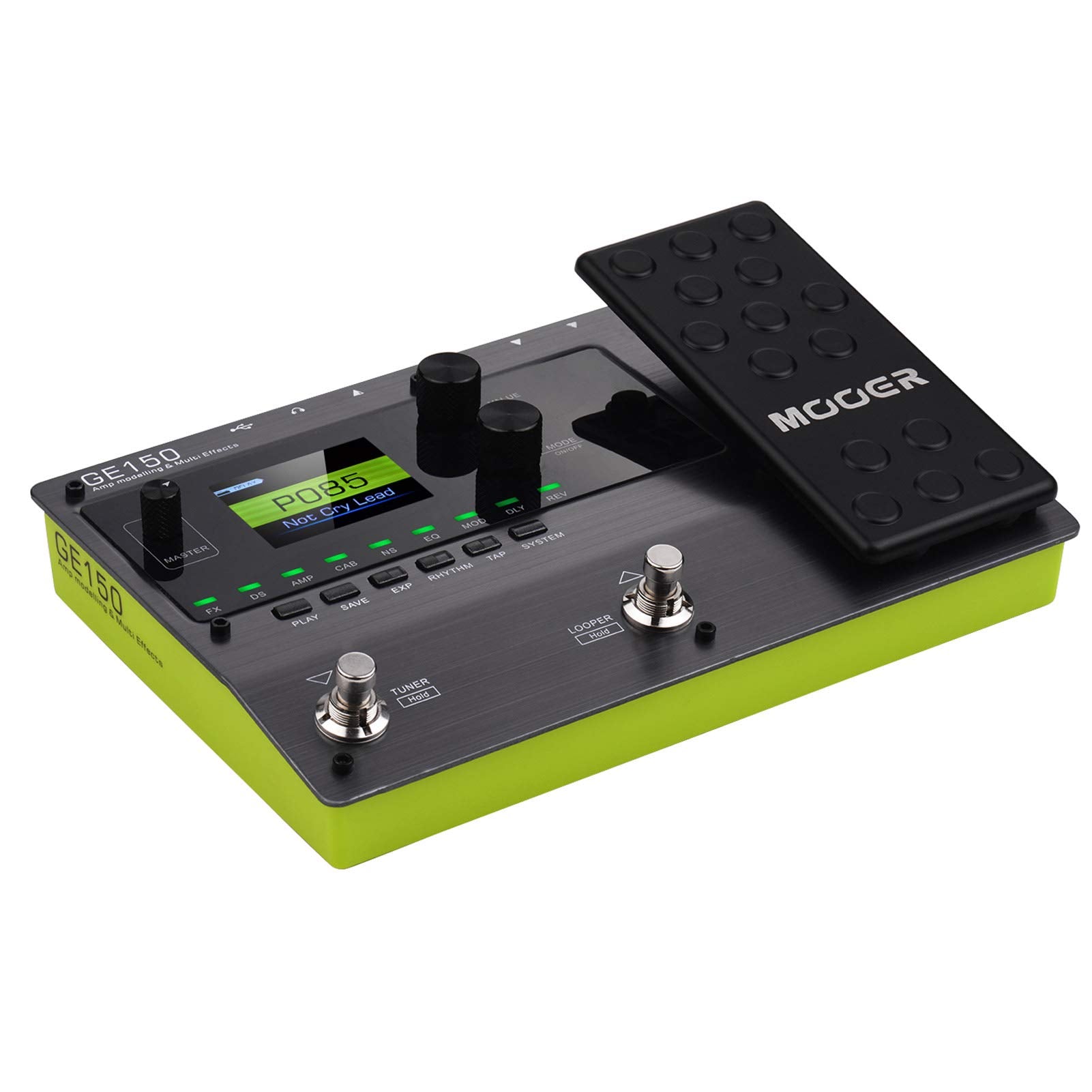 Hosioe GE150 Pedal de Modelado de Amplificador y Efectos múltiples 55 Modelos de Amplificador 151 Efectos 80s Looper 40 Ritmos de batería 10 Metrónomo Tap Tempo Función OTG