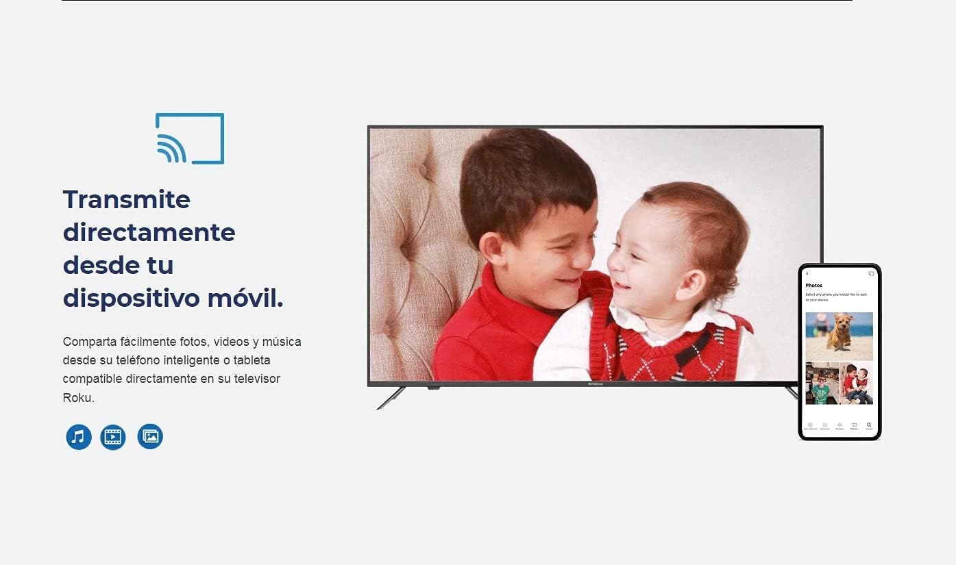 ONN Televisión de 65 Pulgadas Serie 1 Class 4K 2160p Pantalla LED Smart Roku TV con HDR HDMI USB Frecuencia de actualización 60 Hz Funciona con Alexa y Asistente Google 100012587