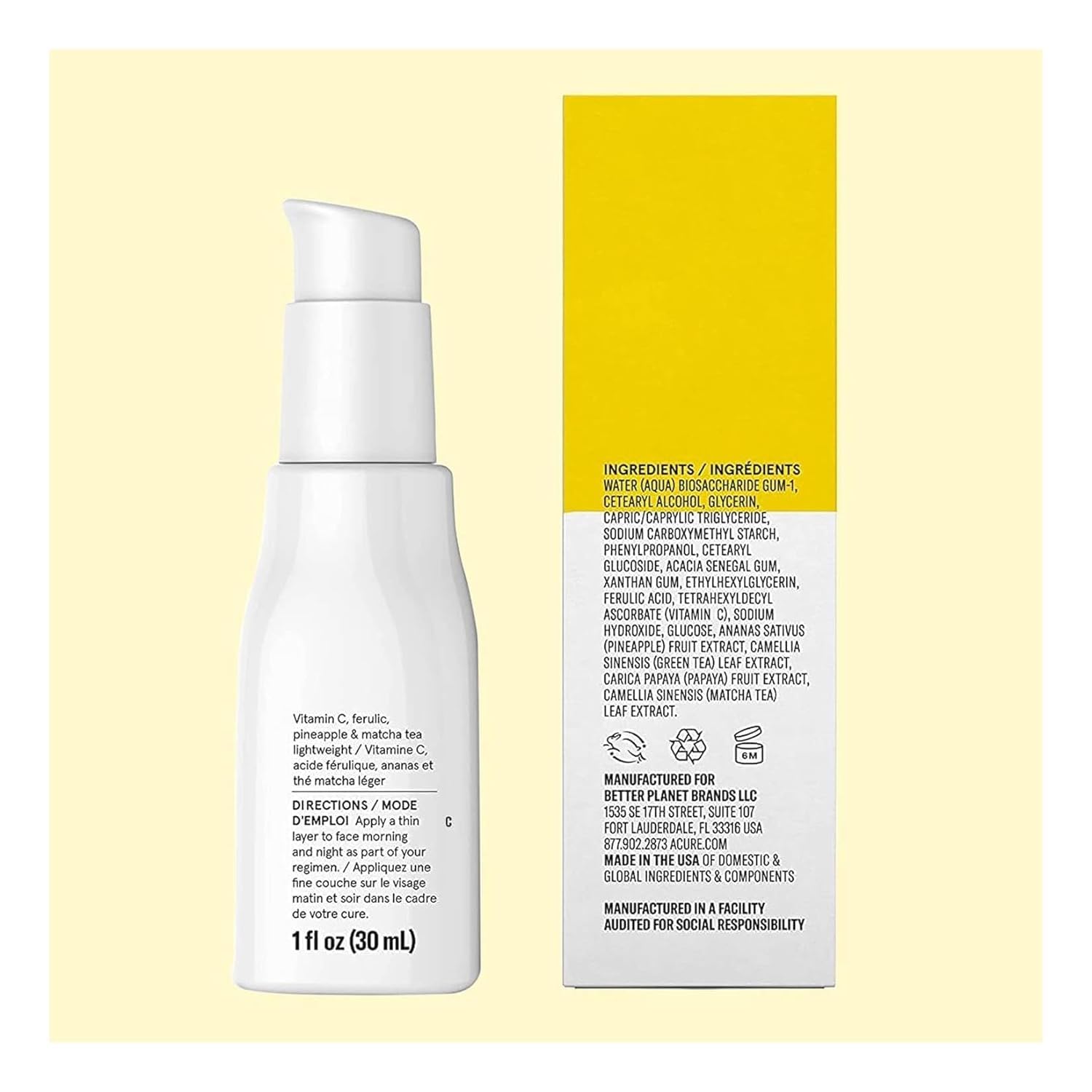 Serum Brightening Vegano con Vitamina C y Ácido Ferúlico - Sin Aceite - Para todo tipo de piel - 30ml