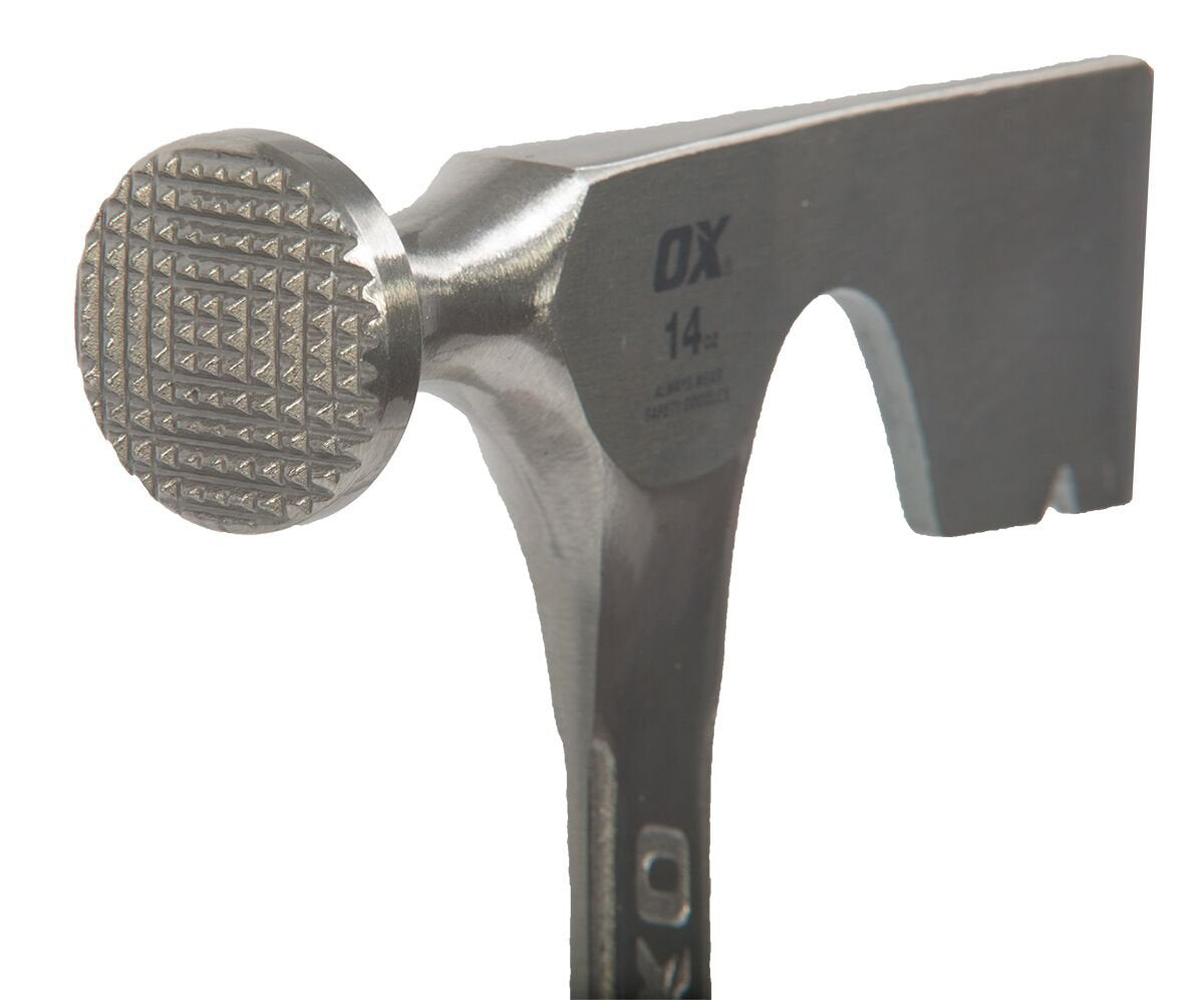 Martillo de Yeso OX Tools Azul Frente Molido 14 Onzas