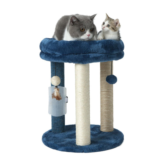 Árbol Rascador MECOOL Azul con Cama Suave y Juguetes para Gatos y Gatitos de Interior