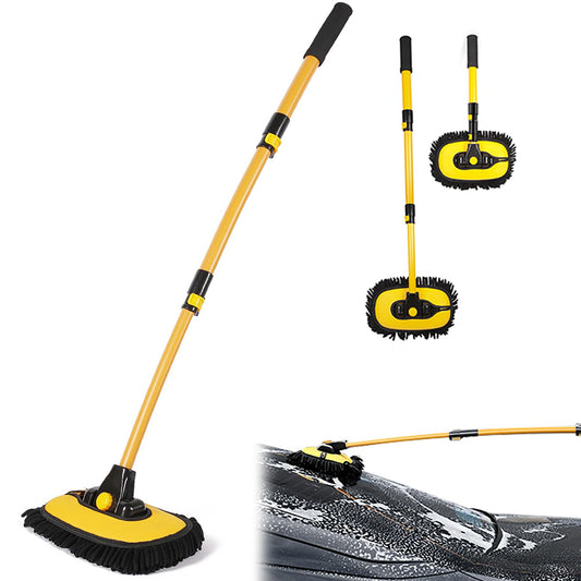 Cepillo para Lavar Carros Curvo 15° con Mango Ajustable de 102 cm, Chenilla Limpieza Auto, Pintura no Dañada, Kit de Lavado para Auto, Cristales, Ruedas, Suelos